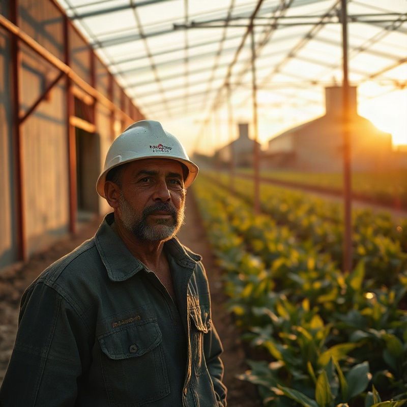 Trabajador uruguayo en entorno agroindustrial cerca de Tacuarembó